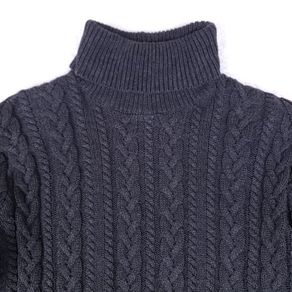 Lord & Taylor Fisherman Cable Knit Turtleneck Sweater Gray Small Vintage 90s - Picture 2 of 7